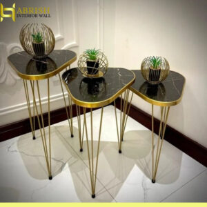 Gold Marble Mdf Wood Triangle Nesting Table
